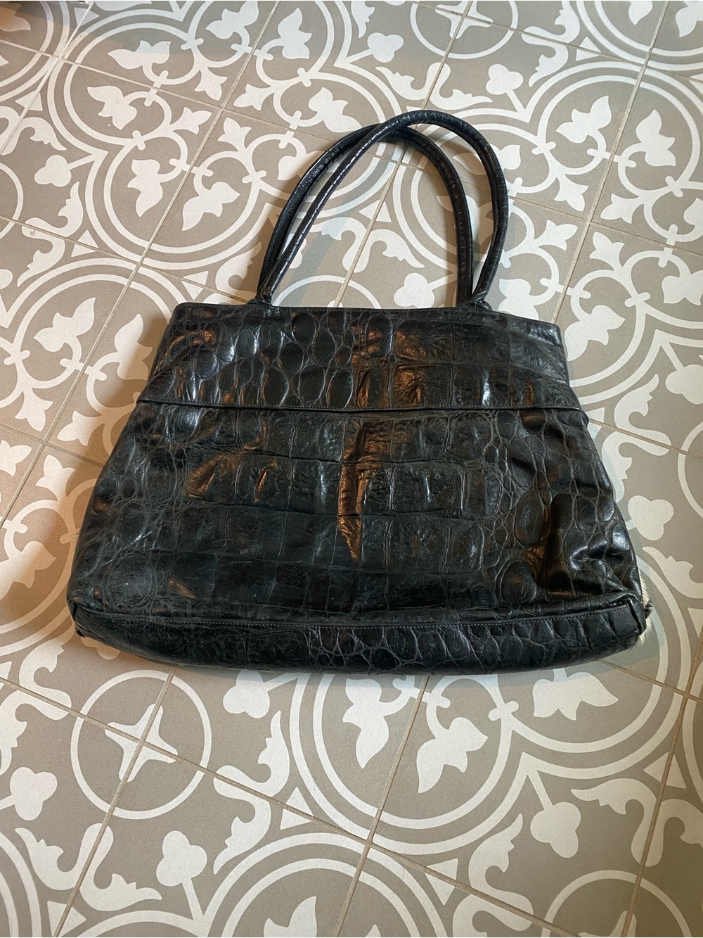 Kurt men Design- Black & Zebra Print Tote Bag with Pink and Black Cross Accents - Picture 2 of 3